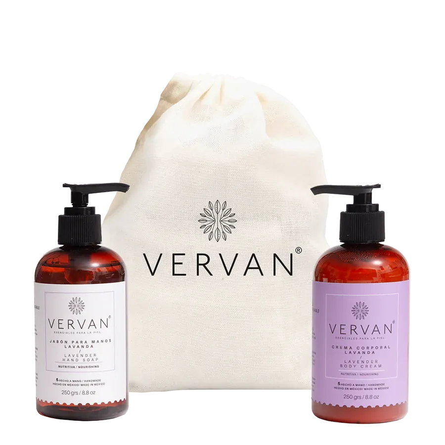 Vervan lavender hand soap and body cream kit